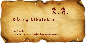 Kéry Nikoletta névjegykártya